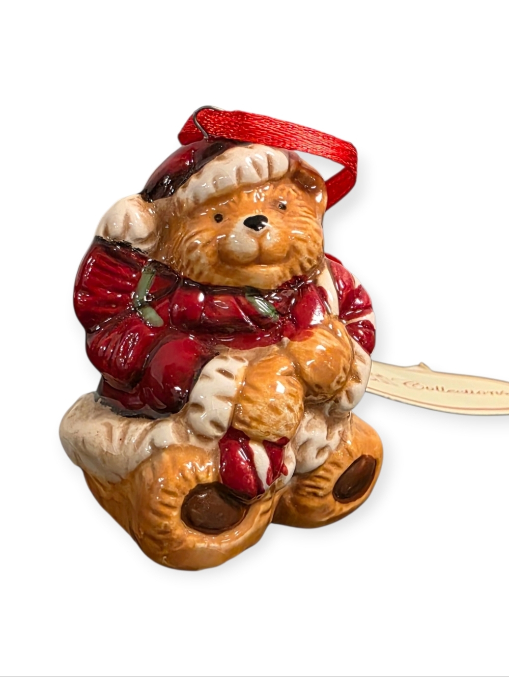 Vintage TII Collections Ceramic Teddy Bear Christmas Ornament